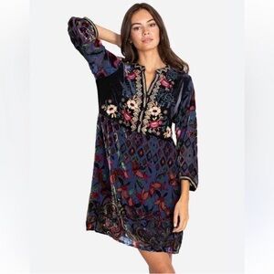 Johnny Was Clara Gweneth Velvet Burnout Embroidered Dress Size XL